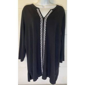 Lands End Black Tunic White Trim LG 14/16